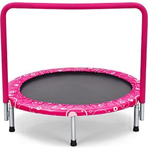 COSTWAY Trampolino Elastico per Bambini, Tappeto Elastico Pieghevole per Bambini con Copertura, Cuscinetti Antiscivolo e Maniglia, Carico Massimo 150 kg (Rosa)