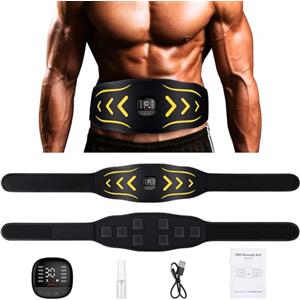 Unegnel Elettrostimolatore Muscolare,Elettrostimolatore Addominali,Elettrostimolatore con 10 modalità e 30 intensità,USB Ricaricabile,Avvisi sul Consumo di Calorie Uomo Donna Attrezzo Fitness Home