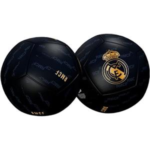 Real Madrid Pallone Calcio Palla Scudo Oro Colore Nero Lucido Taglia 5 Prodotto Ufficiale