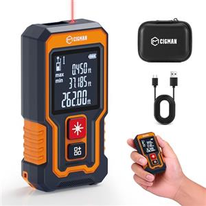 CIGMAN 80m Metro Laser,Misuratore laser da tasca con Retroilluminazione LCD,2mm precisione,6 Modalità di Misurazione, cambio unità M/In/Ft,Ricarica Type-C,Misure di Distanza/Area/Volume/4 Pitagoriche
