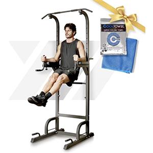 YM Power Tower Stazione Fitness Multifunzione per Flessioni Trazioni Fitness e Addominali, Dip Station Professionale, per Allenarsi a Casa e in Palestra