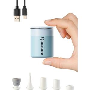 Qunature Pompa Elettrica Portatile 5kPa (400L/min), Pompa Sottovuoto da Viaggio per Materasso, con 5 Ugelli Multifunzione, Design Magnetico, Lanterna da Campeggio per Letto ad Aria, Piscine, Bianco