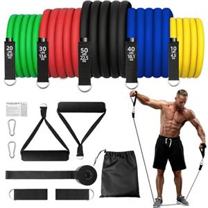 JATEKA Elastici Fitness,5 Livelli Elastico Palestra,10-150lbs Elastici Palestra Set con Ancoraggio per Porta,Maniglie,Cinghia per Caviglia,Fasce Elastiche Fitness Bande Elastiche Fitness per Yoga Pilates