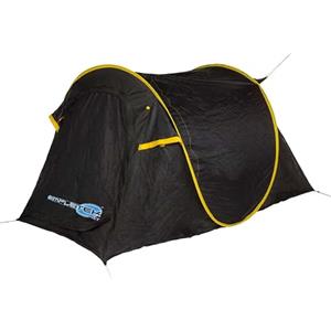 Simpletek - Tenda da Campeggio Pop Up a Igloo per 2 Persone | Facile da Montare con Pop-Up Veloce | Impermeabile, Parasole, 3 Punti di Ventilazione | Nero e Giallo