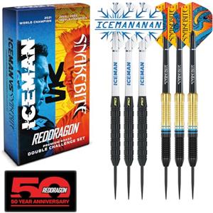 Red Dragon Peter Wright 'Snakebite' v Gerwyn Price 'Iceman' DWC Steel Tip Set di Freccette in Ottone con Alette e fusti