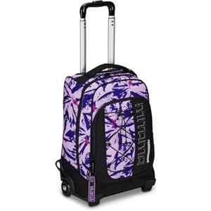 Mitama Trolley DR Scuola Full Flower,Con Mega Scomparto e Doppia Maniglia, Nero e Rosa, Scuola Elementare e Tempo Libero, Bambina Ragazza