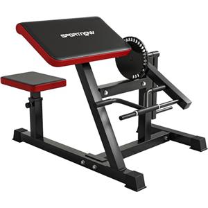 SPORTNOW Panca Romana 2 in 1 per Curl e Tricipiti, Panca Fitness Multifunzione con Sedile a 5 Livelli e 25 Regolazioni, Nero
