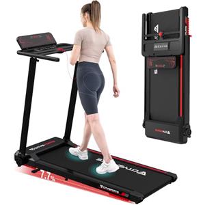 CITYSPORTS Tapis Roulant Elettrico Pieghevole 1-12km/h, Salvaspazio Con Display a LED, Supporto per App e Tablet a 360°, Compatto per Casa e Ufficio