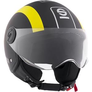 Sparco Casco Demi-Jet per moto nero e giallo con calotta in ABS Taglia XS