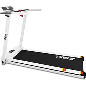 IBK Tapis Roulant elettrico Home Fitness, Tappeto da corsa pieghevole (2.5 HP picco) salvaspazio con Bluetooth integrato, Sensore Cardio, Velocità regolabile 14 km/h, App KINOMAP ZWIFT FitShow (Bianco)