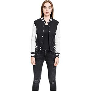 URBAN CLASSICS Giacca Donna Oldschool, Stile College, Maniche a Contrasto, Autunno - Inverno, Diversi Colori Disponibili, Taglie XS - 5XL