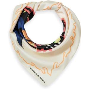 Scotch & Soda Nine Lives Print Foulard Sciarpa, Grey 075, One Size Damen