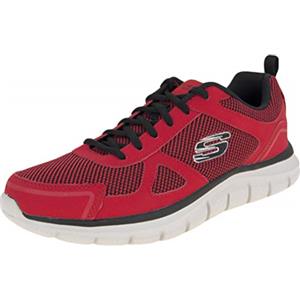 Skechers Track Bucolo, Scarpe running Uomo, Red Leather Black Mesh Trim, 43 EU