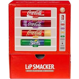 Lip Smacker, Assortimento Burrocacao Labbra, Balsamo Labbra Profumato in Distributore Automatico, Set Regalo Bambina e Donna, 4 Gusti: Coca-Cola, Cherry, Vanilla, Sprite