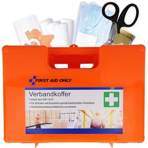 First Aid Only Cassetta Pronto Soccorso First Aid Only Con Maniglia, Din 13157, Inclusi Vetri Divisori, Supporto Per Parete, Viti E Tasselli, Arancione - 2130 Gr