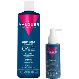 Valquer Laboratorios Valquer Pack Anticaduta Intensiva Formula Zero, Shampoo 400 ml e Lozione Shock 100 ml. Risensifica, Rafforza, Ripara e Rafferra la Caduta dei Capelli. Con pantotenato di calcio, vitamina E, B6 e B3