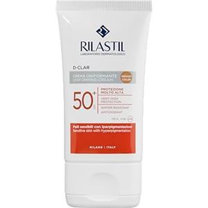 Rilastil D-Clar Crema Colorata Viso, Azione Depigmentante e Uniformante per Pelli Sensibili, SPF 50+, Medium, Confezione da 40 ml