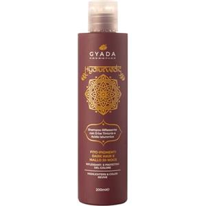 GYADA COSMETICS, Hyalurvedic Shampoo Dark Hair, Effetto Protettivo e Illuminante su Nuances Castane e Scure, a Base di Acido Ialuronico ed Erbe Ayurvediche Tintorie, 200 ml