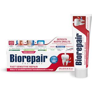 Biorepair, Dentifricio Fast Sensitive Repair, Riduce la Sensibilità Dentale e Dà Sollievo dal Dolore dei Denti Sensibili in 30 Secondi, Protegge e Ripara lo Smalto, Senza Fluoro, 75 ml