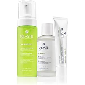 Rilastil, Routine per pelle mista, grassa e a tendenza acneica, con Acnestil Peeling Intensivo, Acnestil Mousse, Acnestil Crema Attiva (+)