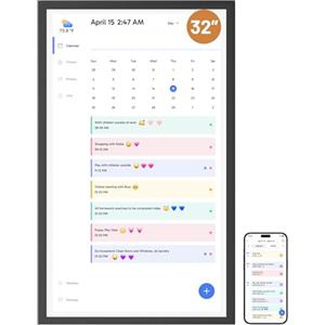 Dragon Touch Calendario Digitale 32" Touch Screen, Smart Cornice Digitale WiFi con App Gratuita, Chore Chart Interattivo, Auto-Rotazione e Luminosità, Montaggio a Parete