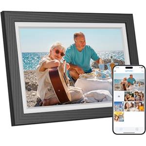 Dragon Touch Frameo - Cornice digitale WiFi da 10,1", con memoria da 32 GB, HD IPS touch screen, rotazione automatica, condivisione istantanea di foto/video, famiglia e amici, colore nero