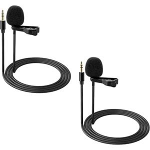 NEEWER Confezione da 2 microfoni Lavalier da bavero Compatibile con DJI Rode Wireless GO II Wireless Pro microfono wireless, 3,5 mm TRS omnidirezionale a condensatore cablato con clip per YouTube Live