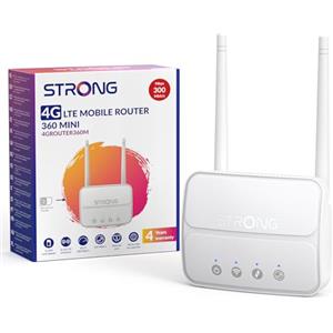 Strong Router WiFi N300 Mbps con SIM, Router 4G Cat4 LTE, Porta LAN 100 Mbps, Antenne Staccabili, Plug and Play, Supporta fino a 32 Dispositivi, USB 3.0, Rete Sicura (4GROUTER360M)
