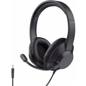 Trust Ayda Max Cuffie con Microfono Leggere Over Ear 3.5mm, Auricolari con Filo 1,80m, 85% Plastica Riciclata, Headphones Cablato per PC Portatile Computer Laptop Mac Ufficio Teams Zoom, Nero