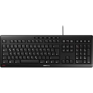 CHERRY STREAM KEYBOARD, Tastiera con filo, Layout per la Germania (QWERTZ), Battitura estremamente silenziosa, Sensazione di digitazione unica, Design piatto, Colore nero