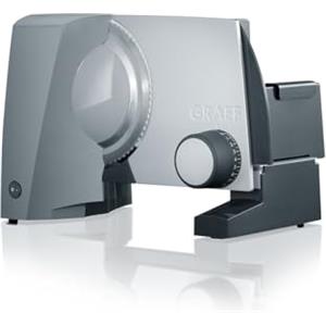 GRAEF. GRAEF G50 Affettatrice elettrica Made in Germany, lama Ø170 mm inox, taglio 0-20 mm, 170W, blocco bimbi, design salvaspazio, grigio