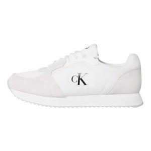Calvin Klein Uomo Sneakers Running Retro Sock Lace Up con Logo, Bianco (Bright White/Black), 42