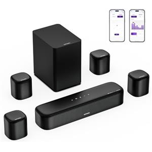 ULTIMEA 7.1 Dolby Atmos Soundbar, con Subwoofer, Soundbar TV con Controllo via APP, Audio Surround Cinema 3D con 4 Altoparlanti Surround, TV Altoparlante con HDMI eARC da 350W, Bluetooth, Aura A60