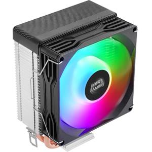 Mars Gaming MCPU-X2, Dissipatore CPU 150W TDP, 2x Heatpipes, Ventola PWM FDB, Illuminazione FRGB, Design Compatto SFF/Mini-ITX, Alette in Alluminio, Cooler PC con Compatibilità Intel e AMD, Nero