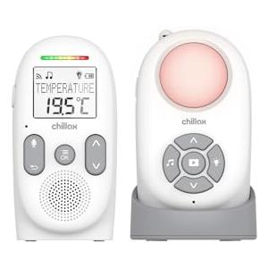 CHILLAX - Baby monitor Audio CB360 portatile - DECT - 2 unità wireless - VOX Mode & Eco - Sensore temperatura con alert - Portata 340m - Luce notturna & 5 ninnenanne - Autonomia 13ore - WalkieTalkie