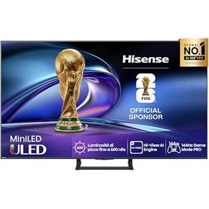 Hisense TV 65" Mini-LED 144Hz 4K 2025 65E8Q, Smart TV VIDAA U8, Dolby Vision IQ, HDR 10+ Adaptive, 144Hz Game Mode PRO, Dolby Atmos 2.1 con Subwoofer, Alexa Built-in, VIDAA Voice, lativù 4K, 65''