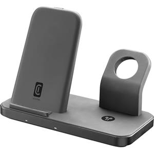 cellularline | TRIO WIRELESS CHARGER | Caricabatterie Wireless 3 in 1 per dispositivi Apple: iPhone, Apple Watch, Airpods, Nero
