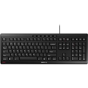 CHERRY STREAM KEYBOARD, Tastiera con filo, Layout per l'Unione Europea (QWERTY), Battitura estremamente silenziosa, Sensazione di digitazione unica, Design piatto, Colore nero