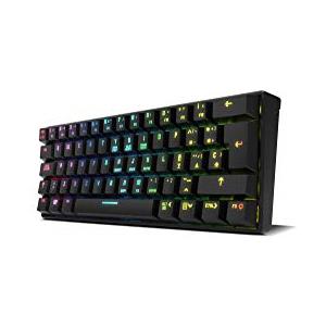 KROM Tastiera Gaming KLUSTER -NXKROMKLSTRSP- Tastiera Meccanica RGB, Bluetooth 5.0, USB, design en formato 60%, compatibili Windows, Android, IOS, MAC, Layout Spagnolo QWERTY - Nero