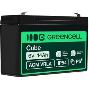 Green Cell AGM 6 V 14 Ah VRLA batteria al piombo batteria di ricambio al gel a batteria resistente ai cicli, giocattolo elettrico, allarme, corrente di emergenza, veicoli per bambini, quad, colore