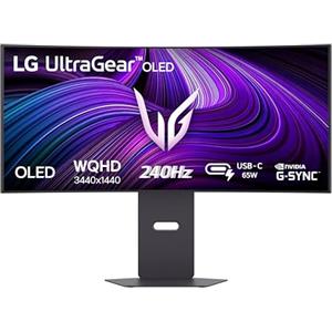 LG UltraGear OLED 34GX900A Monitor Gaming 34 Pollici Curvo per Gaming, Risoluzione WQHD (3440x1440) 21:9, 240Hz, 0.03ms (GtG), G-Sync, USB-C, HDMI 2.1, Speaker Stereo 14W, Stand regolabile, Nero