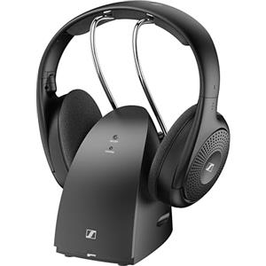 Sennheiser Cuffie Wireless RS 120-W, On-Ear per un Ascolto TV, 3 Modalità Audio, Controllo del Volume, Portata del Segnale di 60 m, Combinazione Trasmettitore, Caricatore, Colore Nero