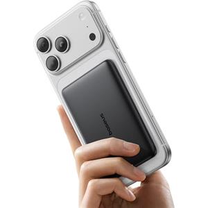 Baseus Picogo AM41 Power Bank, Ultra Slim 5000mAh Magsafe Powerbank, Ricarica Rapida PD 20W, Portatile, Magnetico Batteria Esterna Wireless con cavo USB C per iPhone 17/16/15/14/13/12, Nero