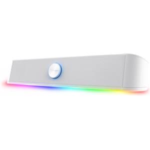 Trust Gaming GXTrust 1619W Rhox Soundbar PC Illuminata RGB, 12W Casse PC Stereo Speaker con Illuminazione Regolabile, Alimentazione USB, Jack 3.5 mm, Altoparlanti per Computer Laptop TV, Bianco