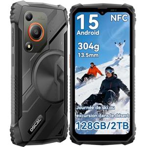 OSCAL Marine 1 Telefono Portatile Infrangibile Android 15,12GB+128GB/2TB Telefono Infrangibile, Smartphone 6,56" HD+ 90Hz,16MP, IP69K/Dual SIM/NFC