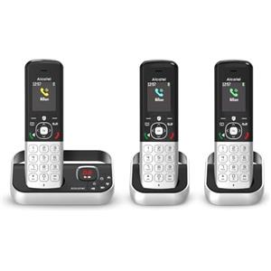 ALCATEL FX990 Voice Trio - Telefono cordless DECT con segreteria telefonica 50 minuti - Schermo grafico a colori - Vivavoce - Blocco delle chiamate - Suonerie VIP - 3 portatili - Nero/Grigio