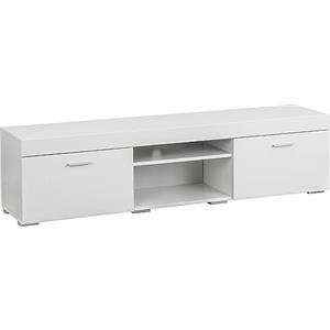 Baroni Home Mobile per Tv con 2 Sportelli 2 Ripiani, Foro per Passaggio Cavi in MDF, Consolle Porta TV per Camera da Letto, Salotto, Cucina, Bianco, 160x35x40 cm