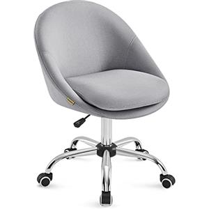 SONGMICS Sedia da Studio, Sedia Girevole di Cotone-lino, Poltrona da Scrivania Imbottita in Gommapiuma Regolabile in Altezza, Studio, Camera da Letto, Grigio Tortora OBG020G01