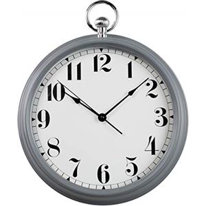 Baroni Home Orologio da Parete in PVC in Stile Moderno 34x7x40 cm, Silenzioso, Numeri Grandi Blu con Occhiello