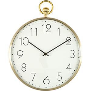 Baroni Home Orologio da Parete in PVC in Stile Moderno 32x5x39 cm, Silenzioso, Numeri Grandi Oro con Occhiello